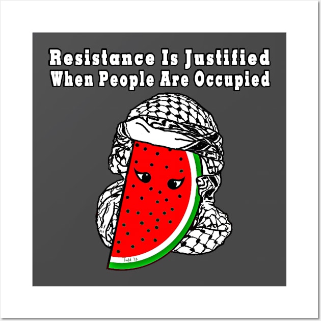 Resistance Is Justified When People Are Occupied Watermelon Keffiyeh Free Palestine With Eyes - Wrapped - Front Wall Art by SubversiveWare